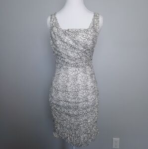 Express Size 8 White and Black Lace Ruched Bodycon Dress